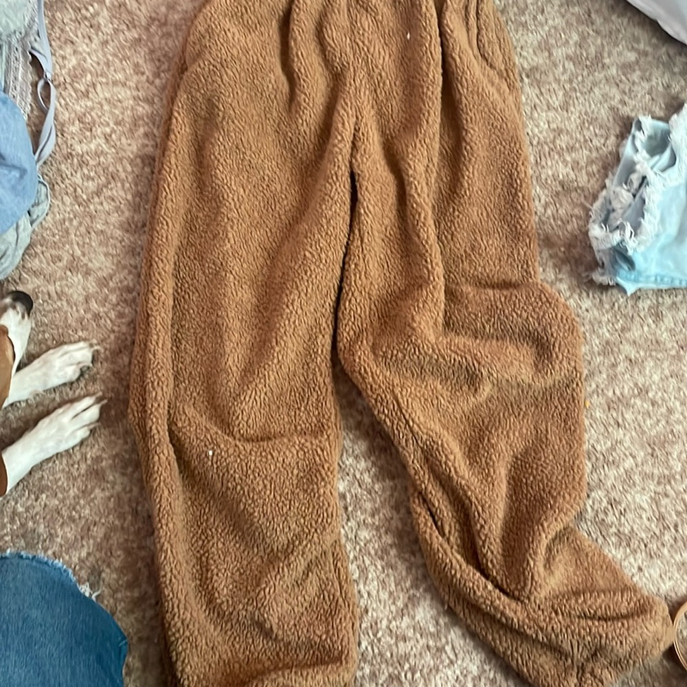 Brown fluffy pajama pants
